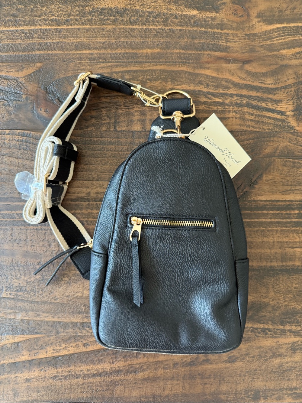 Universal Thread Black Crossbody Sling Bag with Gold Hardware